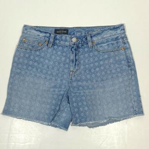 J. Crew Indigo Denim Print Raw Hem Women's Jean Shorts Size 28